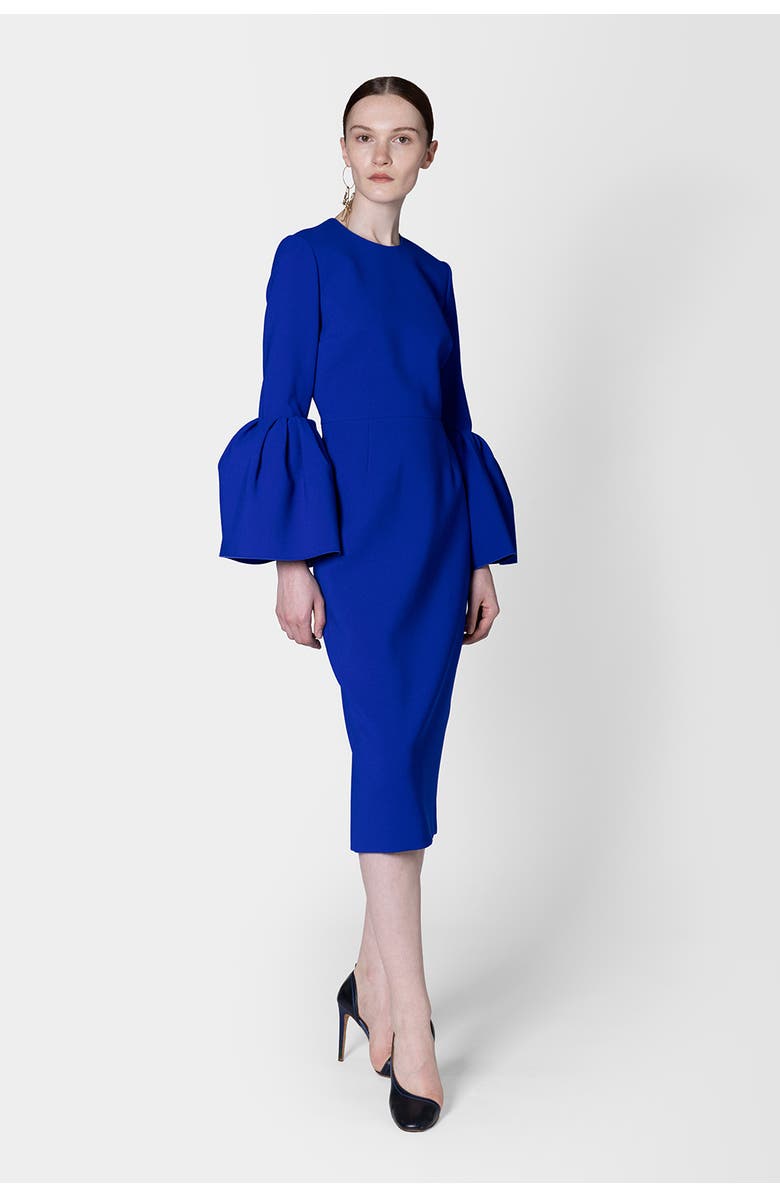 Roksanda Margot Round Neck Long Sleeve Midi Dress, Main, color, Iris