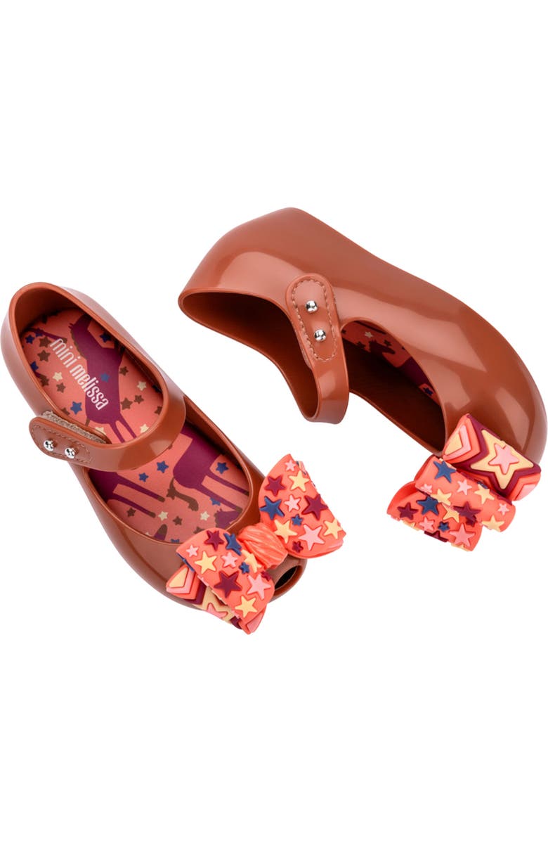 Mini Melissa Kids' Ultragirl Wonderland Mary Jane Flat, Alternate, color, Brown/ Orange