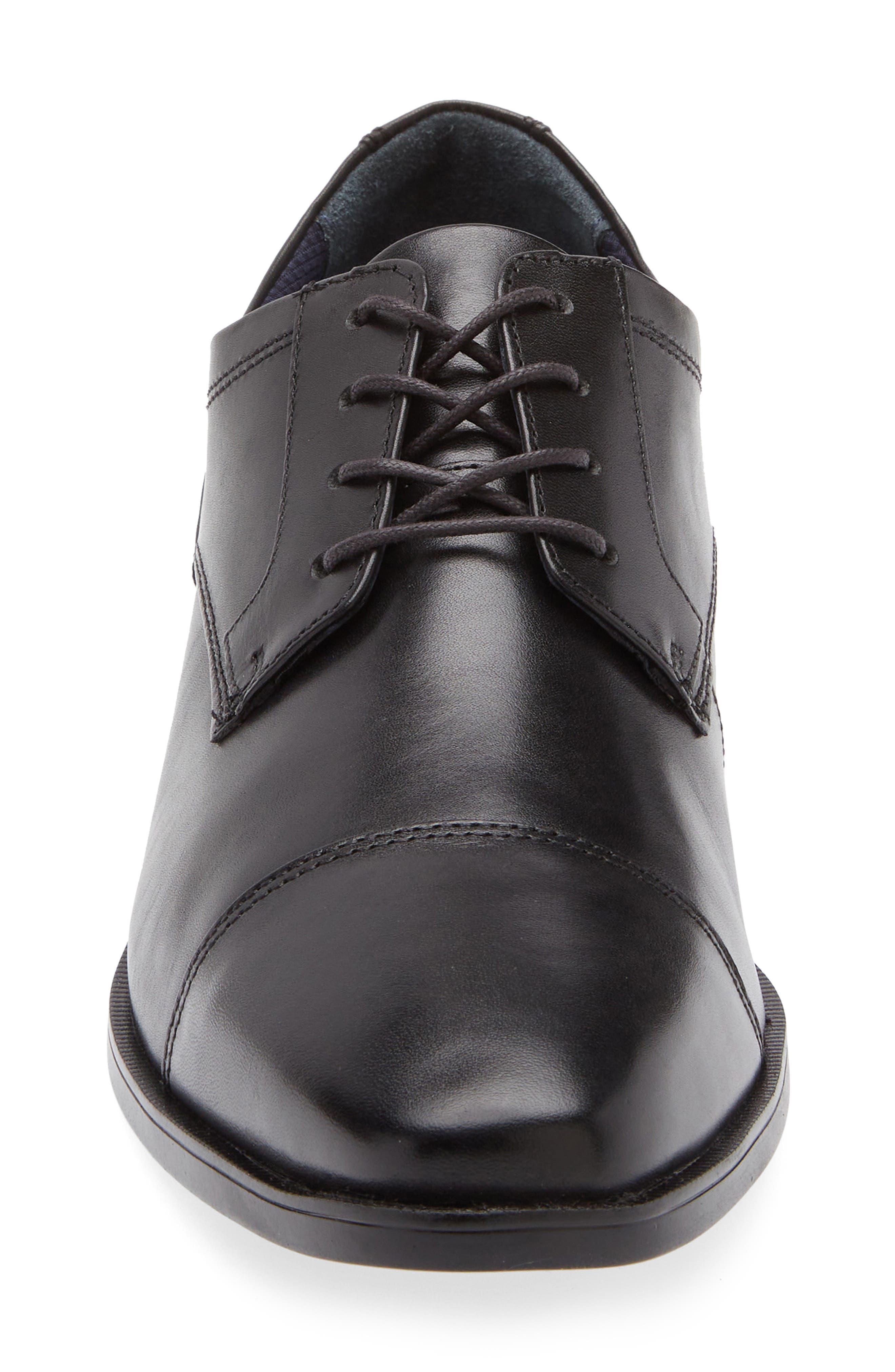 Johnston & Murphy Landon Cap Toe, Alternate, color, Black Full Grain