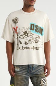 DIET STARTS MONDAY Oversize Doodle Cotton Graphic T-Shirt