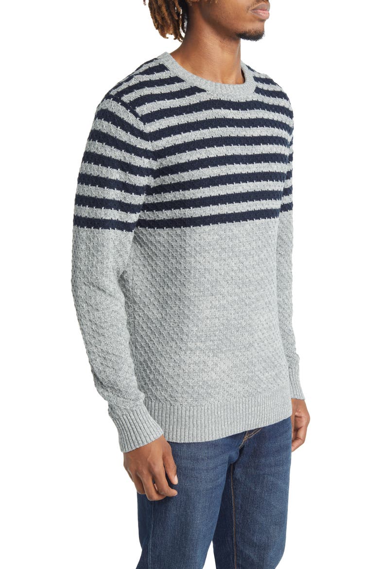 Cotton Piqué Sweater, Alternate, color, GREY/ NAVY