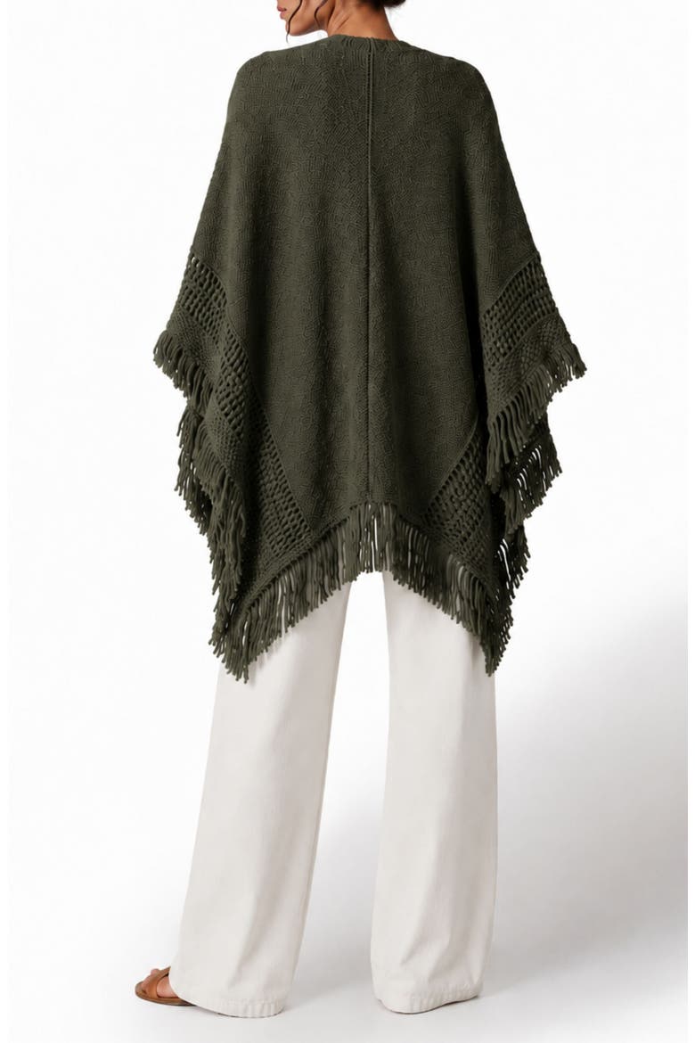 Embroidery Fringed Ruana, Alternate, color, GREEN