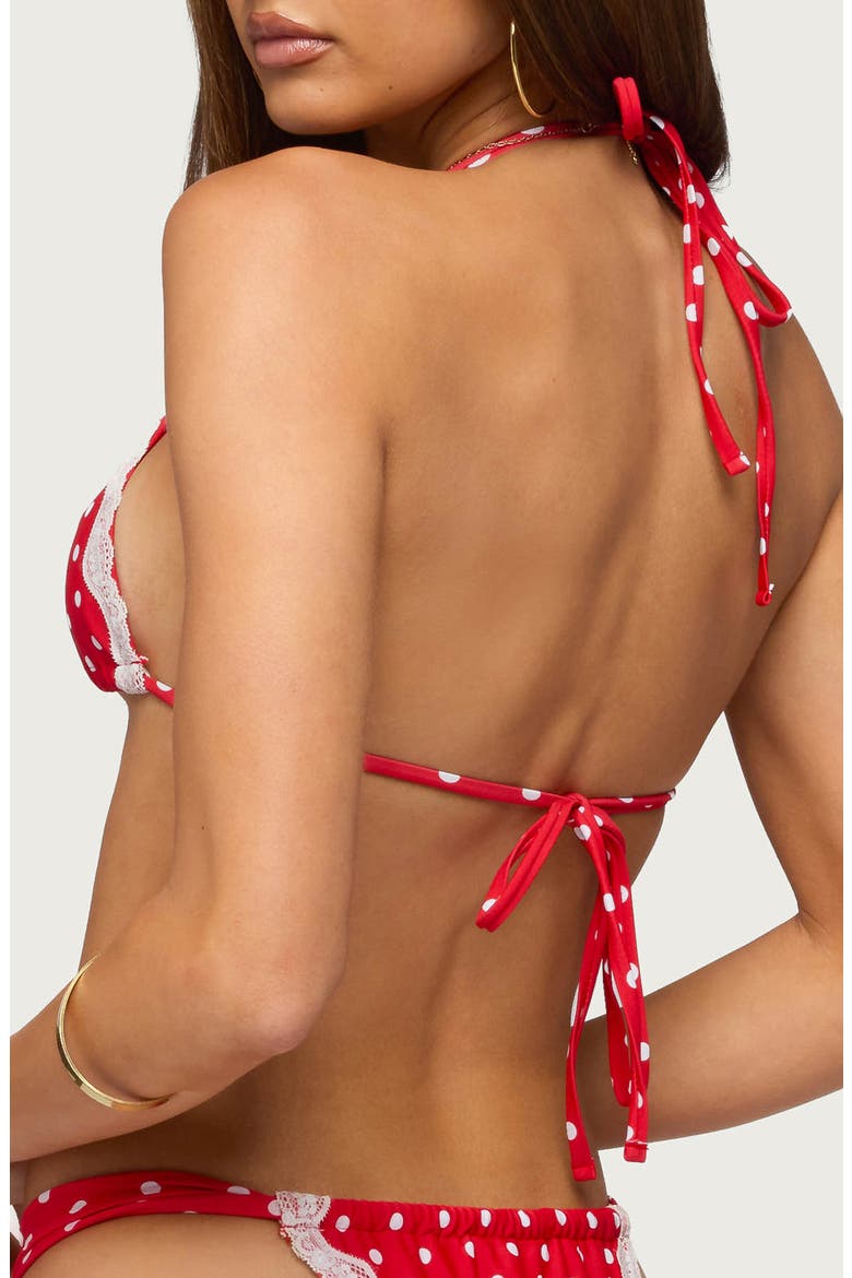 Bina Lacey Polka Dot Bikini Top, Alternate, color, RED-AND-WHITE
