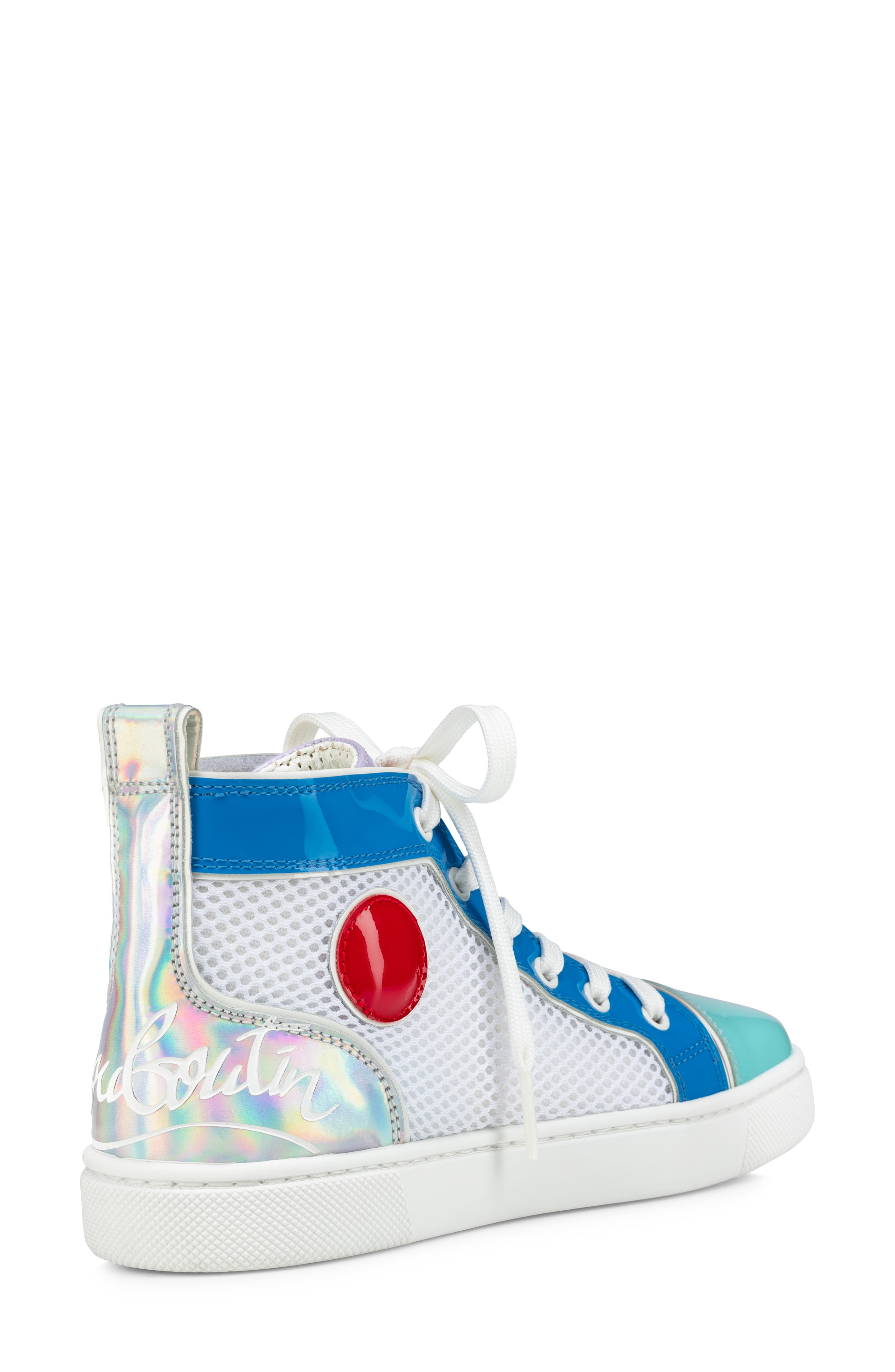 Christian Louboutin Kids' Funnytopi Mixed Media High Top Sneaker, Alternate, color, 