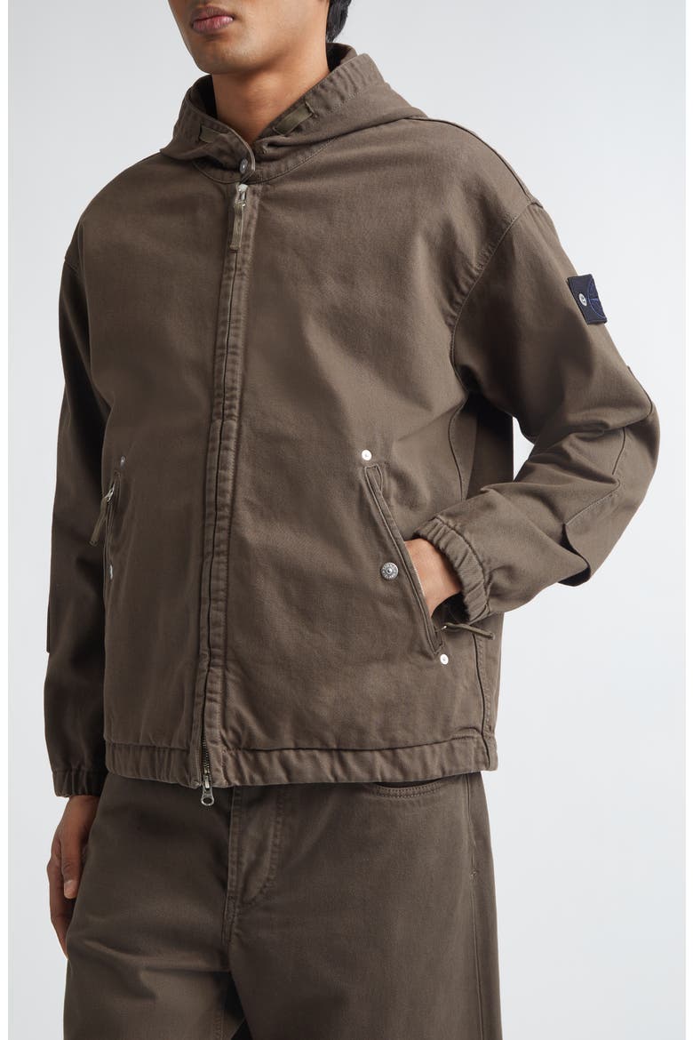 Short Cotton Twill Parka, Alternate, color, UMBER