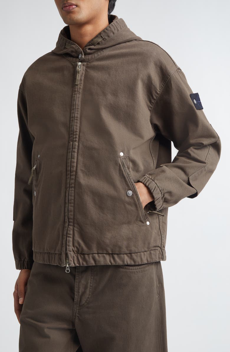 Stone Island Short Cotton Twill Parka, Alternate, color, Umber