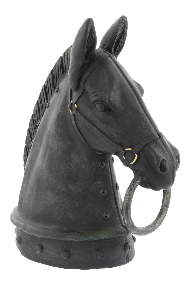 Black Polystone Traditional Horse Sculpture, Alternate, color, BLACK