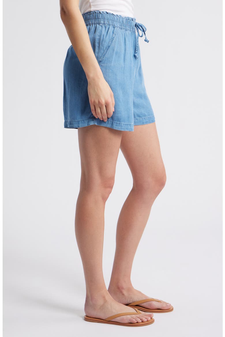Tiney Tie Waist Chambray Shorts, Alternate, color, BLUE WASH