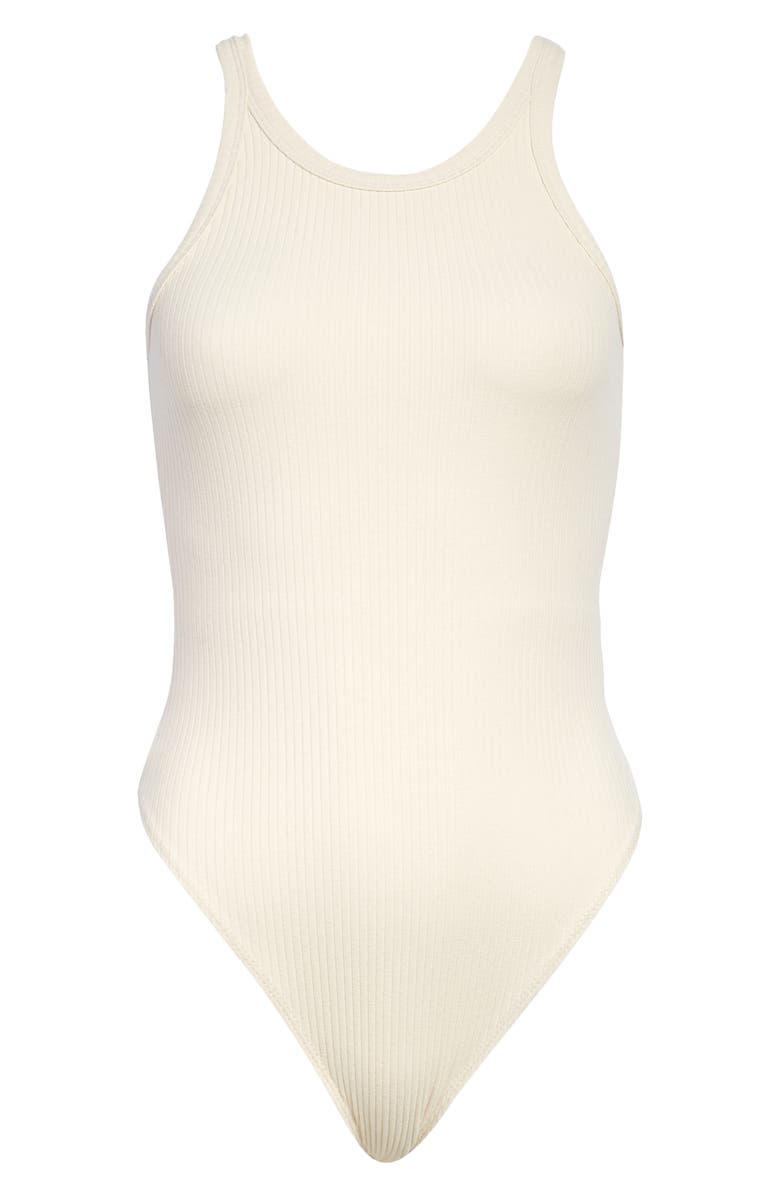 Good American Chunky Rib Tank Bodysuit, Main, color, Bone001