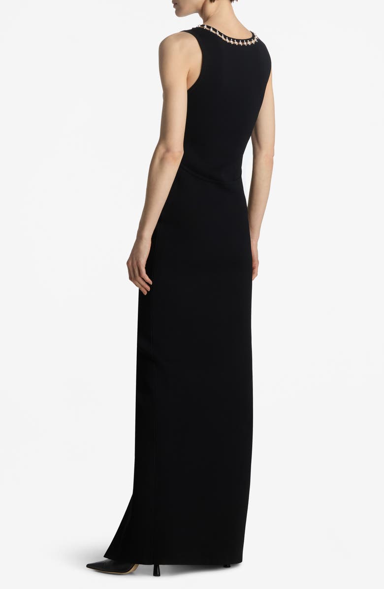St. John Collection Embellished Milano Knit Gown, Alternate, color, Black