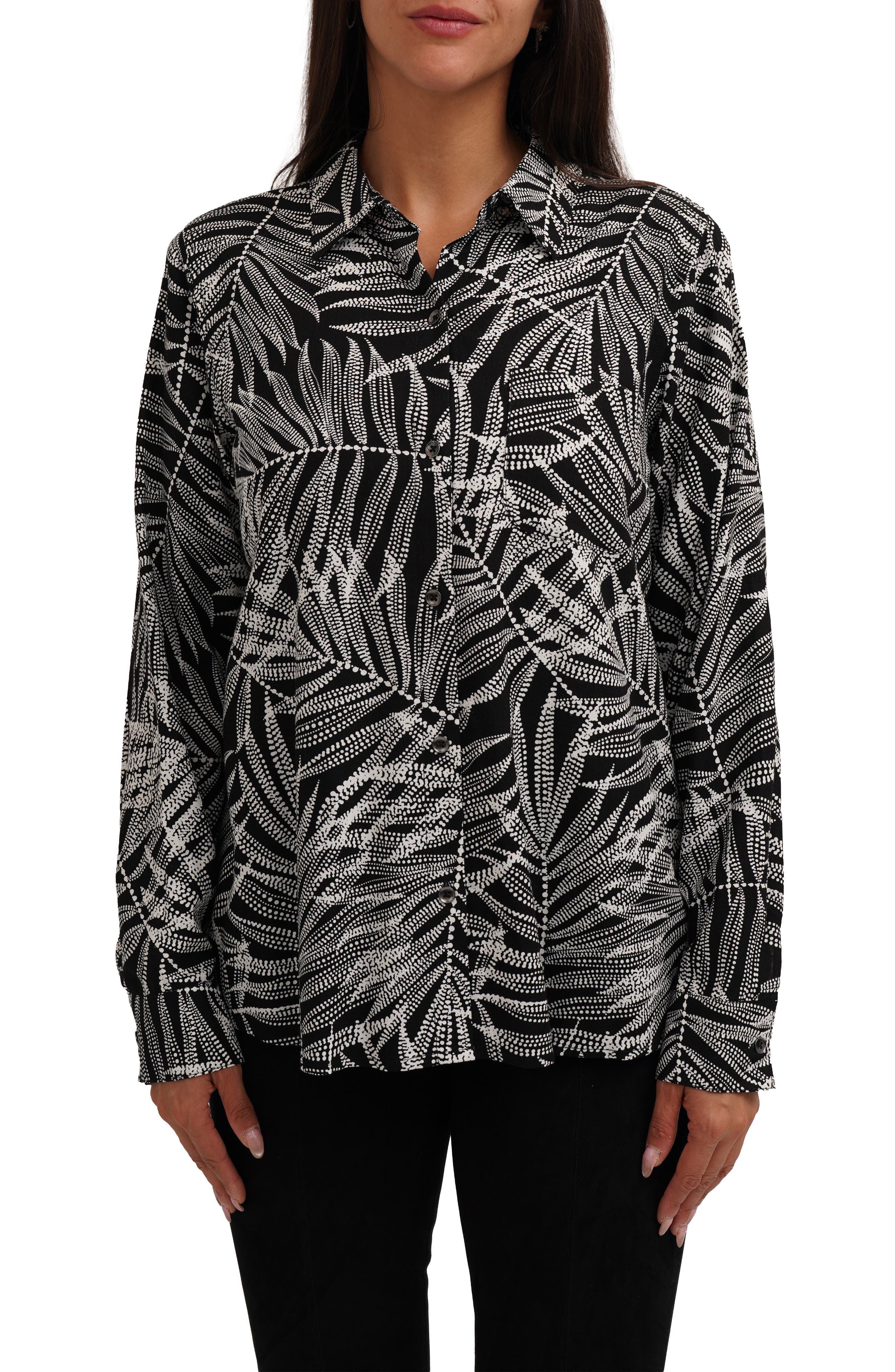 SUNNY LEIGH Long Sleeve Pocket Button-Up Shirt