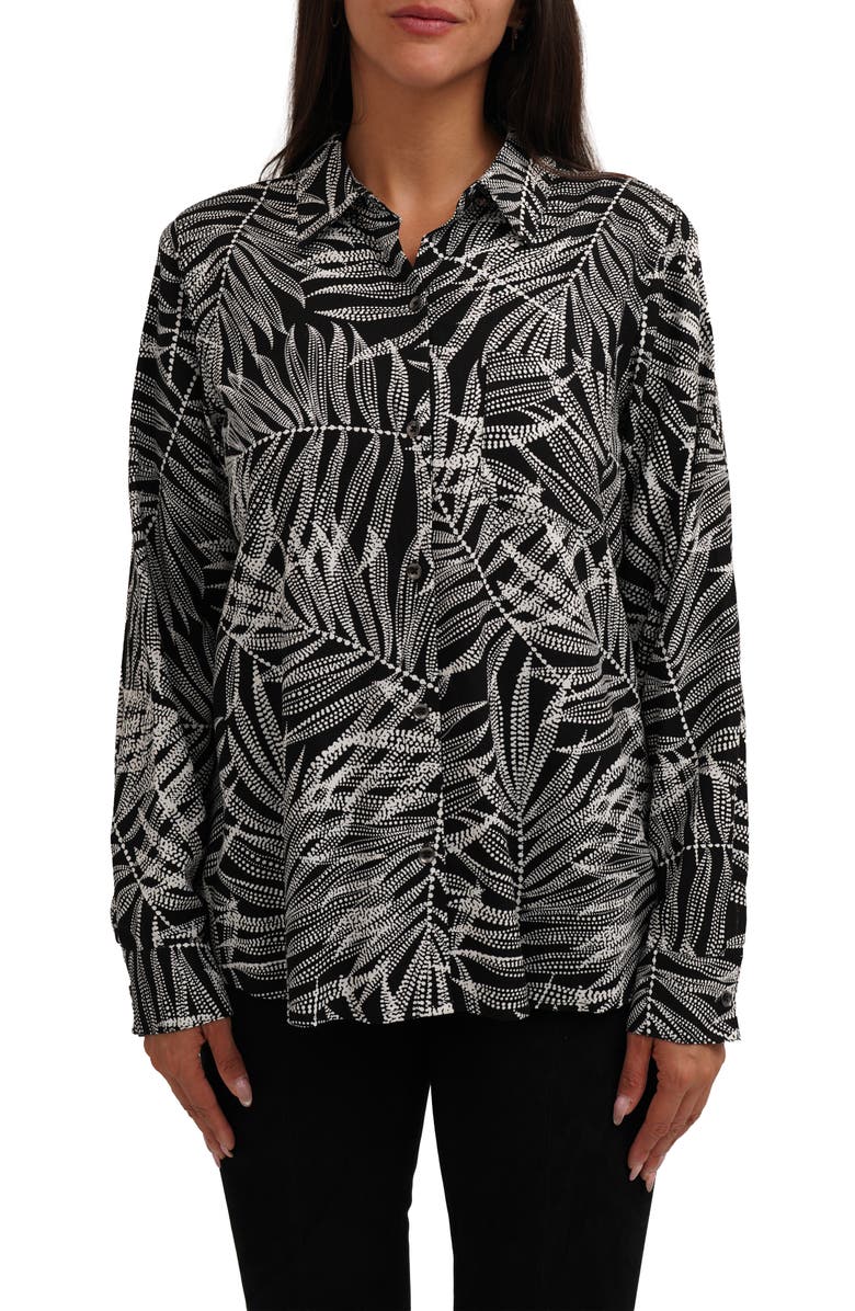 SUNNY LEIGH Long Sleeve Pocket Button-Up Shirt, Main, color, Sarah Dot Black And White