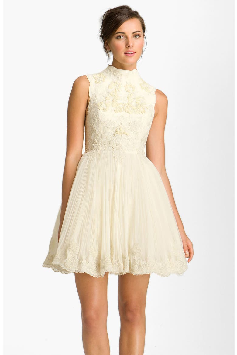 'Telago' Embroidered Tulle Frock, Main, color, CREAM