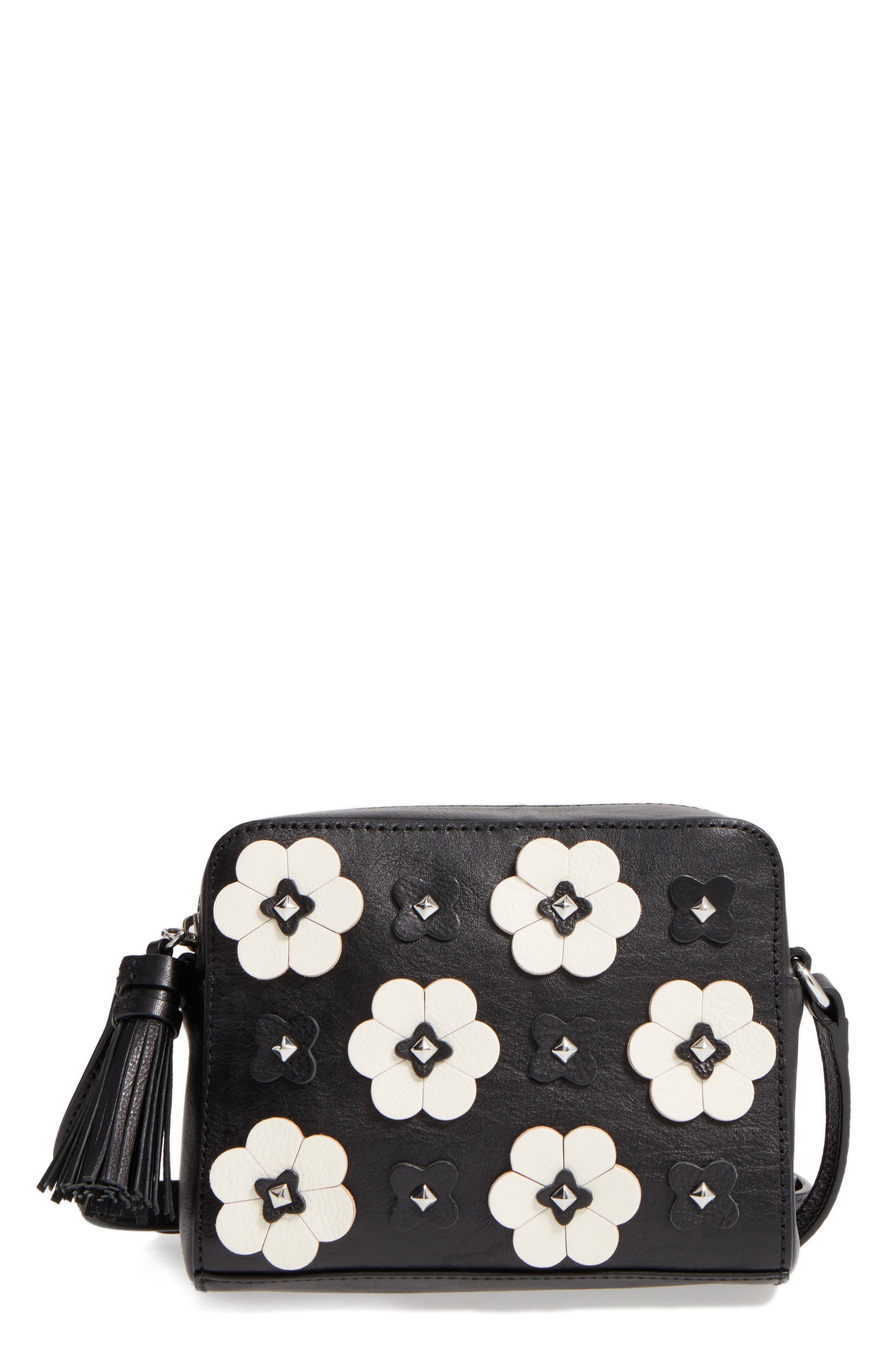 Rebecca Minkoff Floral Appliqué Leather Camera Bag, Main, color, 