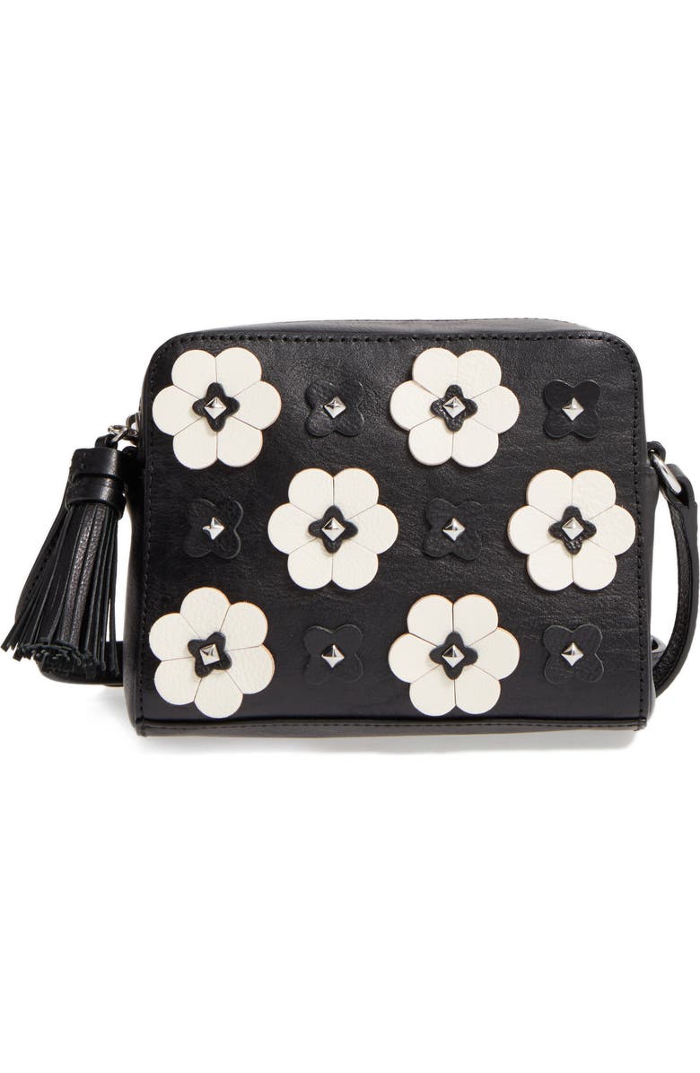 Rebecca Minkoff Floral Appliqué Leather Camera Bag, Main, color,