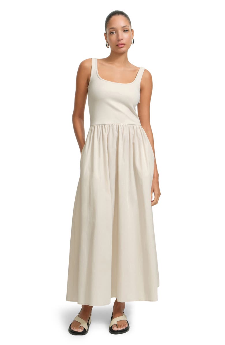 Marcella Clara Mixed Media Ponte & Cotton A-Line Dress, Alternate, color, 