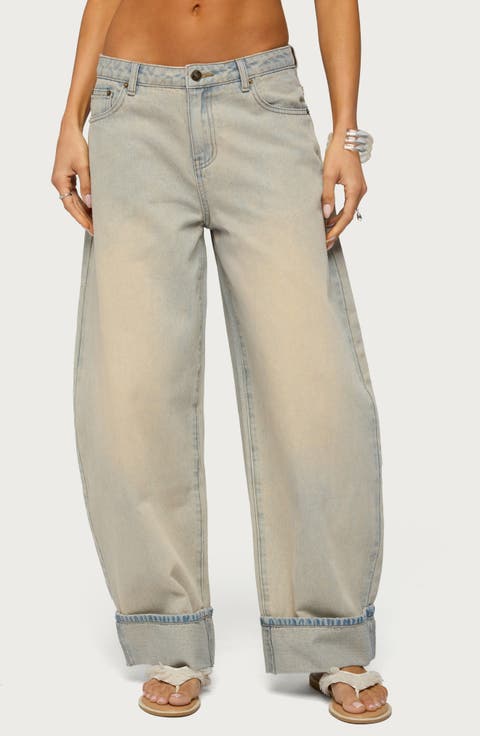 Kella Low Rise Baggy Cuffed Wide Leg Jeans