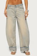 EDIKTED Kella Low Rise Baggy Cuffed Wide Leg Jeans