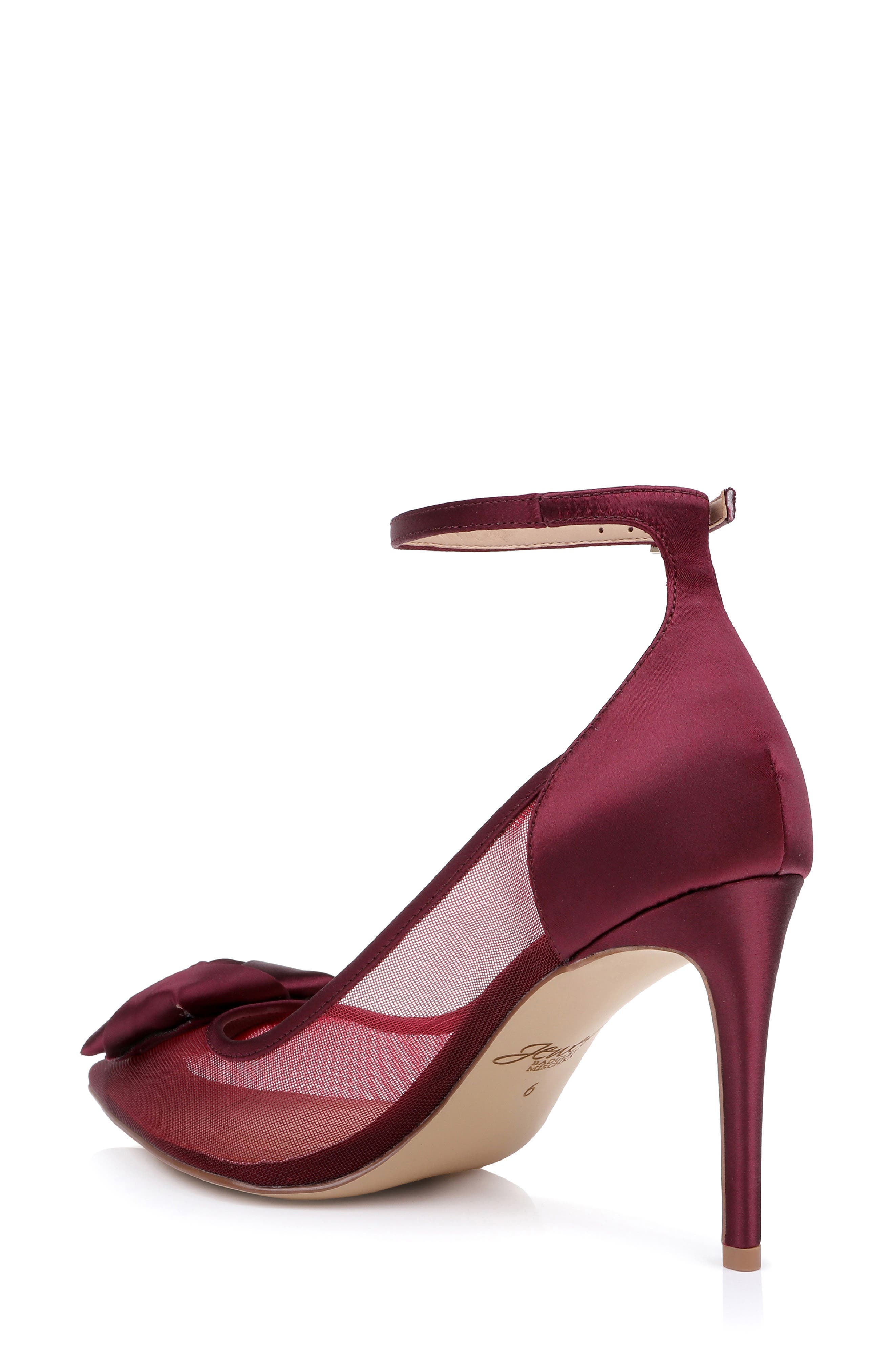 Beckett Ankle Strap Pump, Alternate, color, BURGUNDY MESH