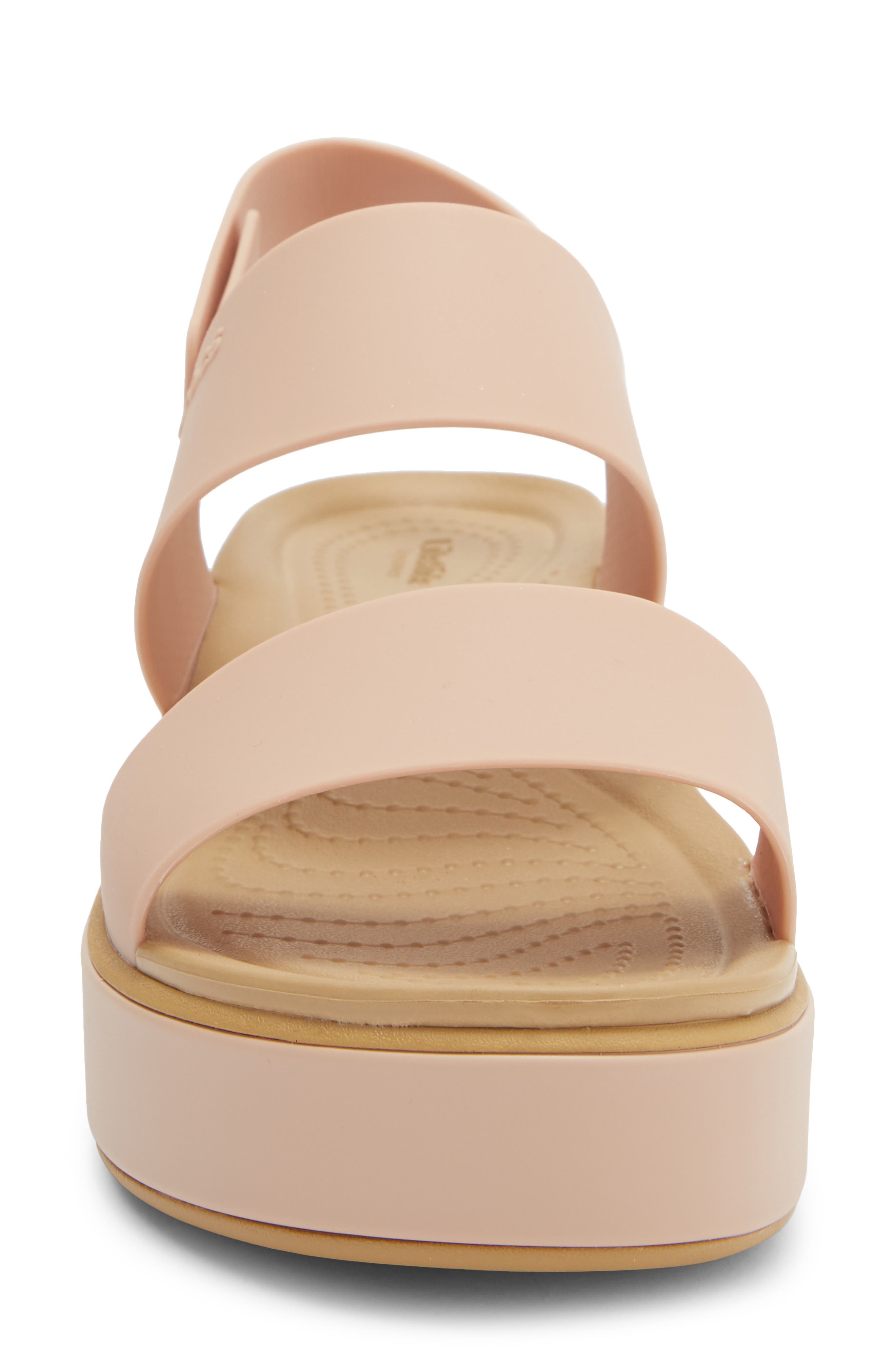 CROCS Brooklyn Low Wedge Matte Wrap Sandal, Alternate, color, Pink Caramel/ Tan