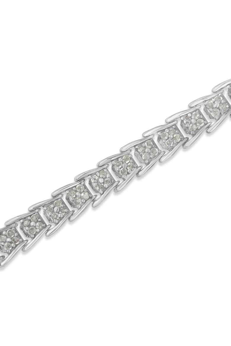 10k White Gold 2 cttw Diamond Fan-Shaped Link Tennis Bracelet - ", Alternate, color, White