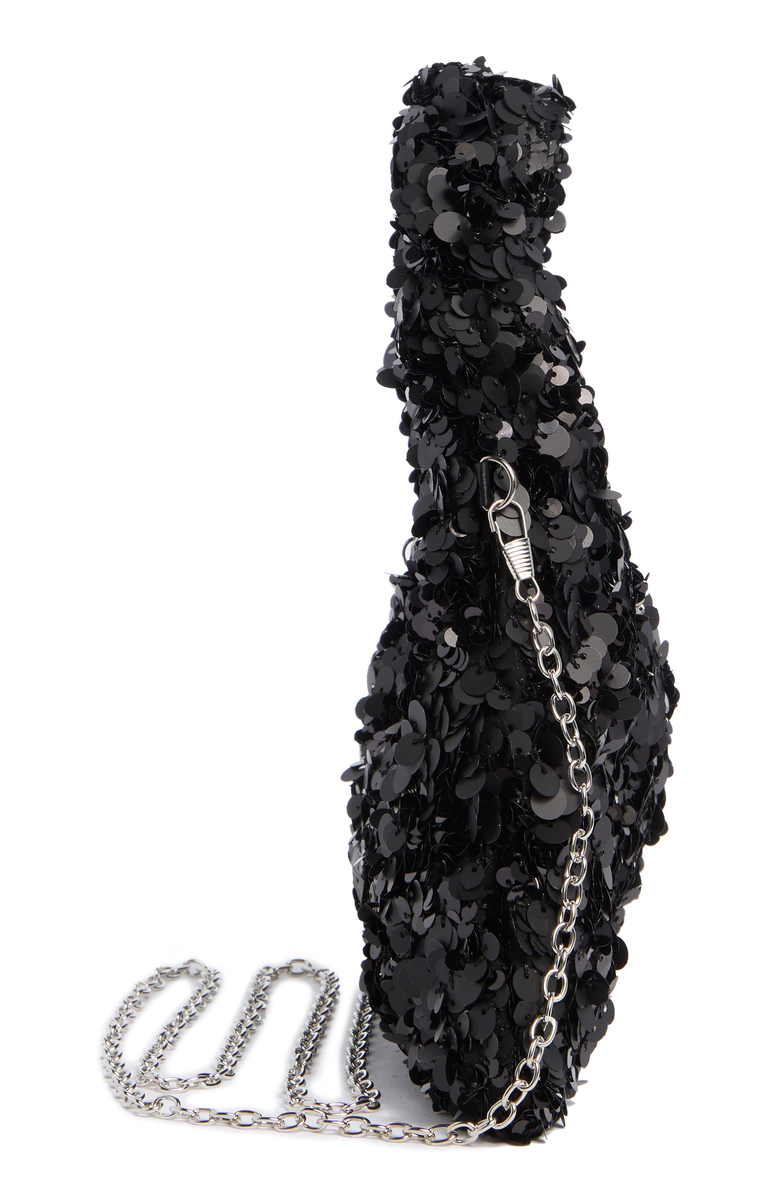 Jessica McClintock Fern Sequin Clutch, Alternate, color, Black