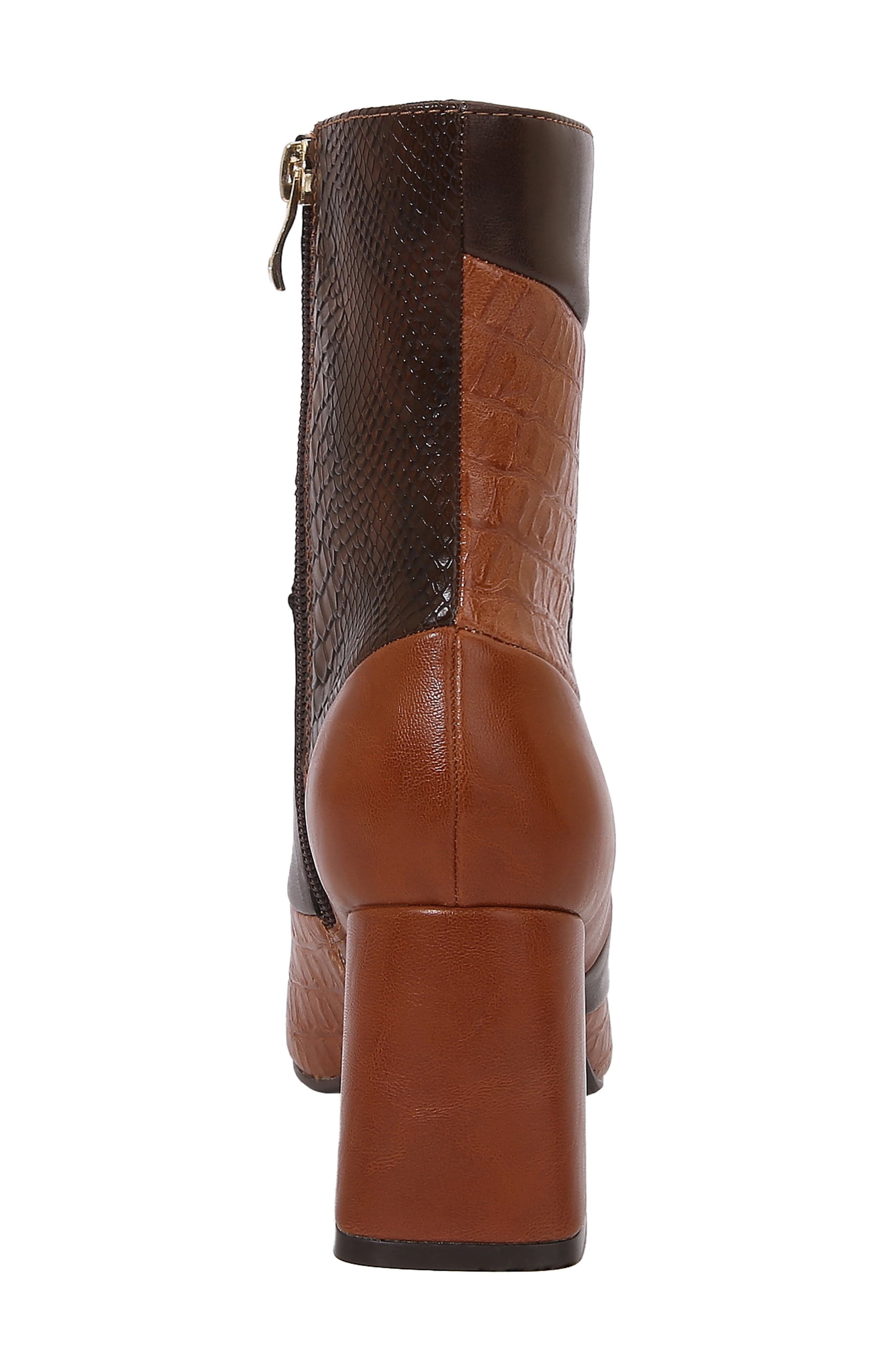 Leah Block Heel Bootie, Alternate, color, BROWN MULTI