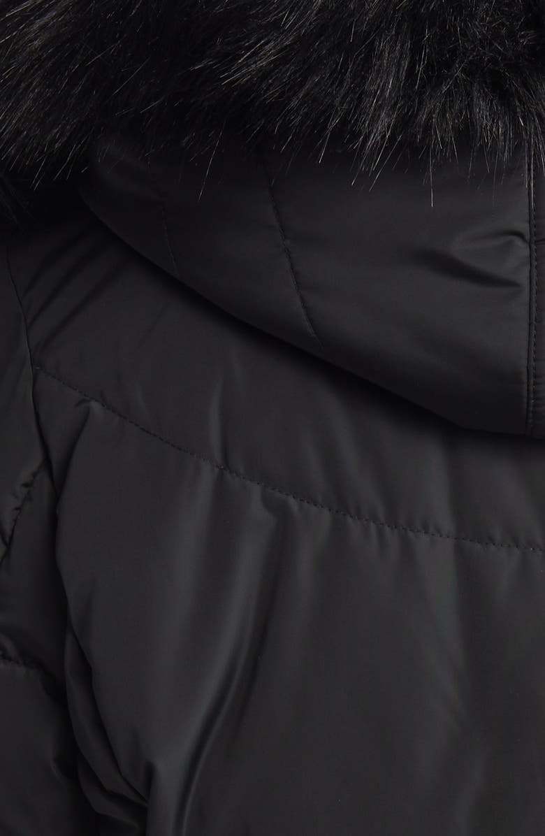 Cole Haan Signature Hooded Taffeta Down Coat with Bib & Faux Fur Trim, Alternate, color,