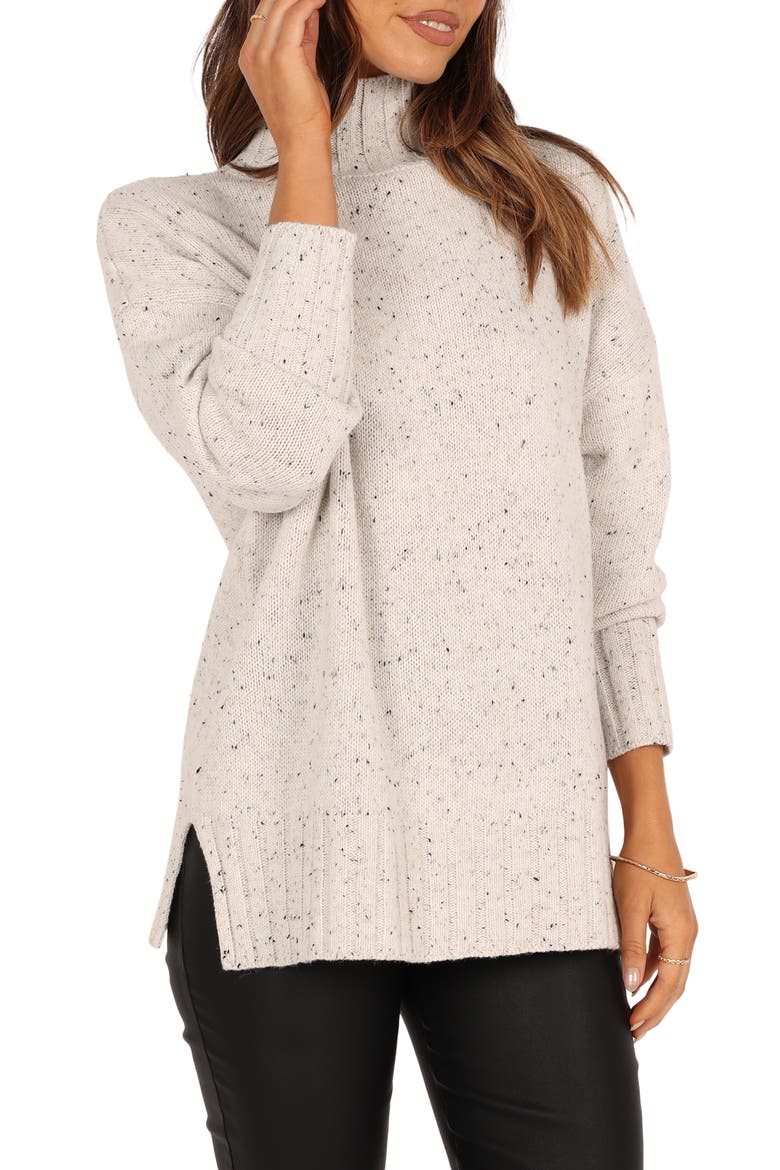 Conny Tweed Wool Blend Mock Neck Sweater, Alternate, color, WHITE