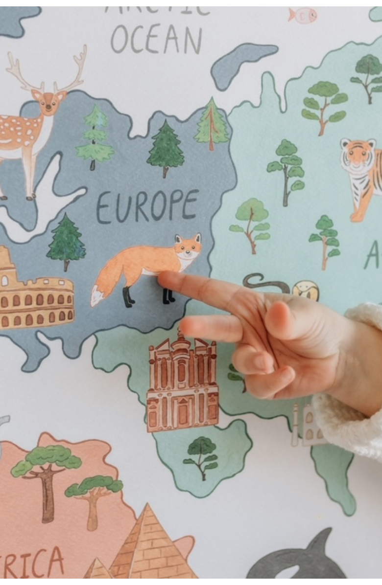 Mindful & Co Kids World Map Print, Alternate, color, World Map