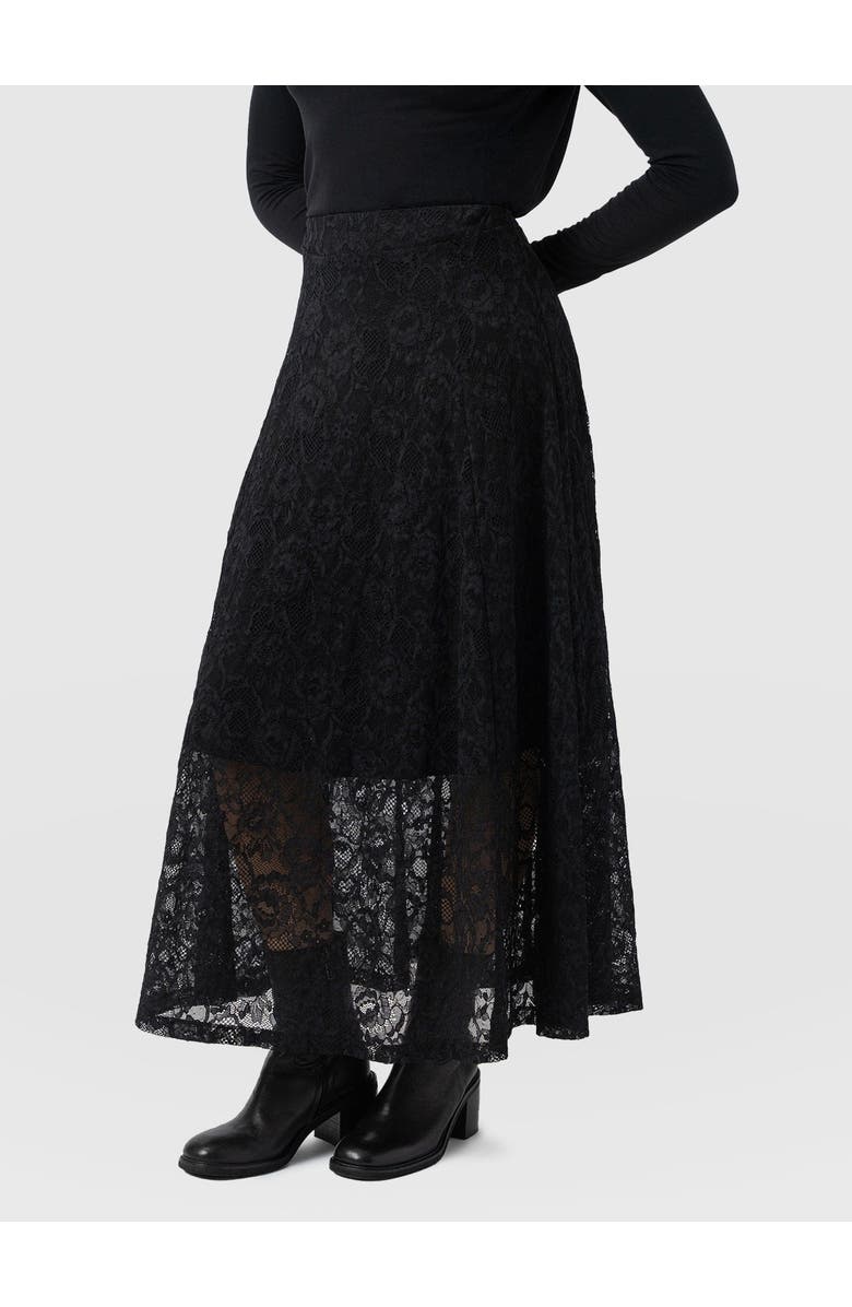 Saint + Sofia Lana A-Line Skirt, Alternate, color, Black Lace