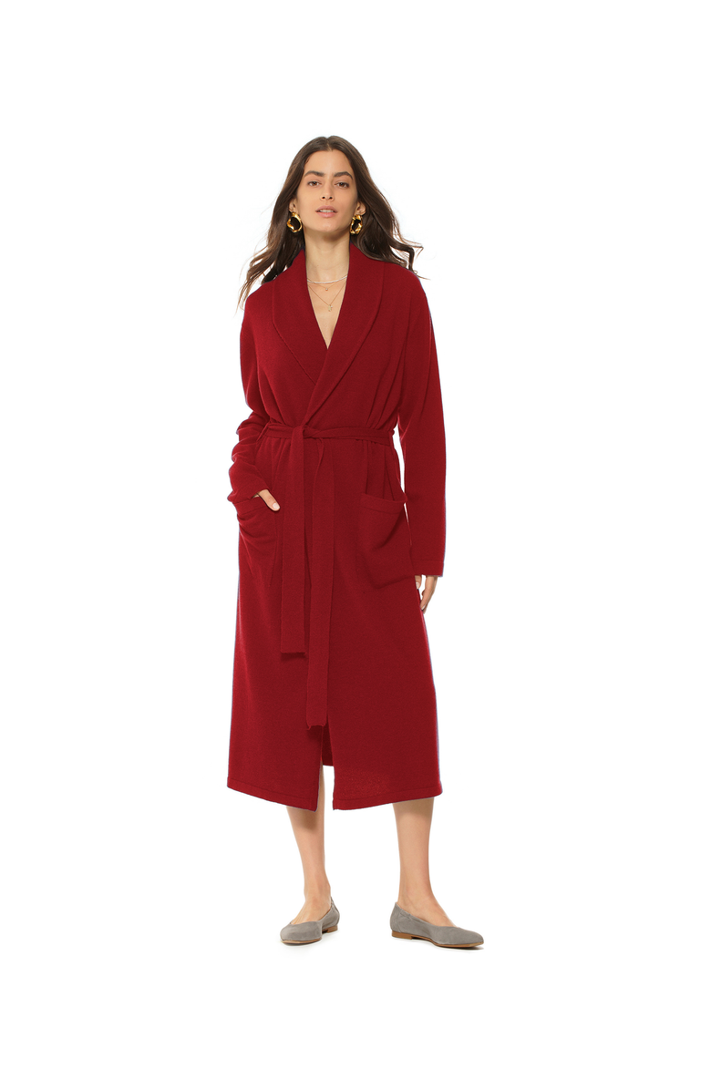 Monticelli Cashmere Pure Cashmere Knit Robe, Alternate, color, Chianti