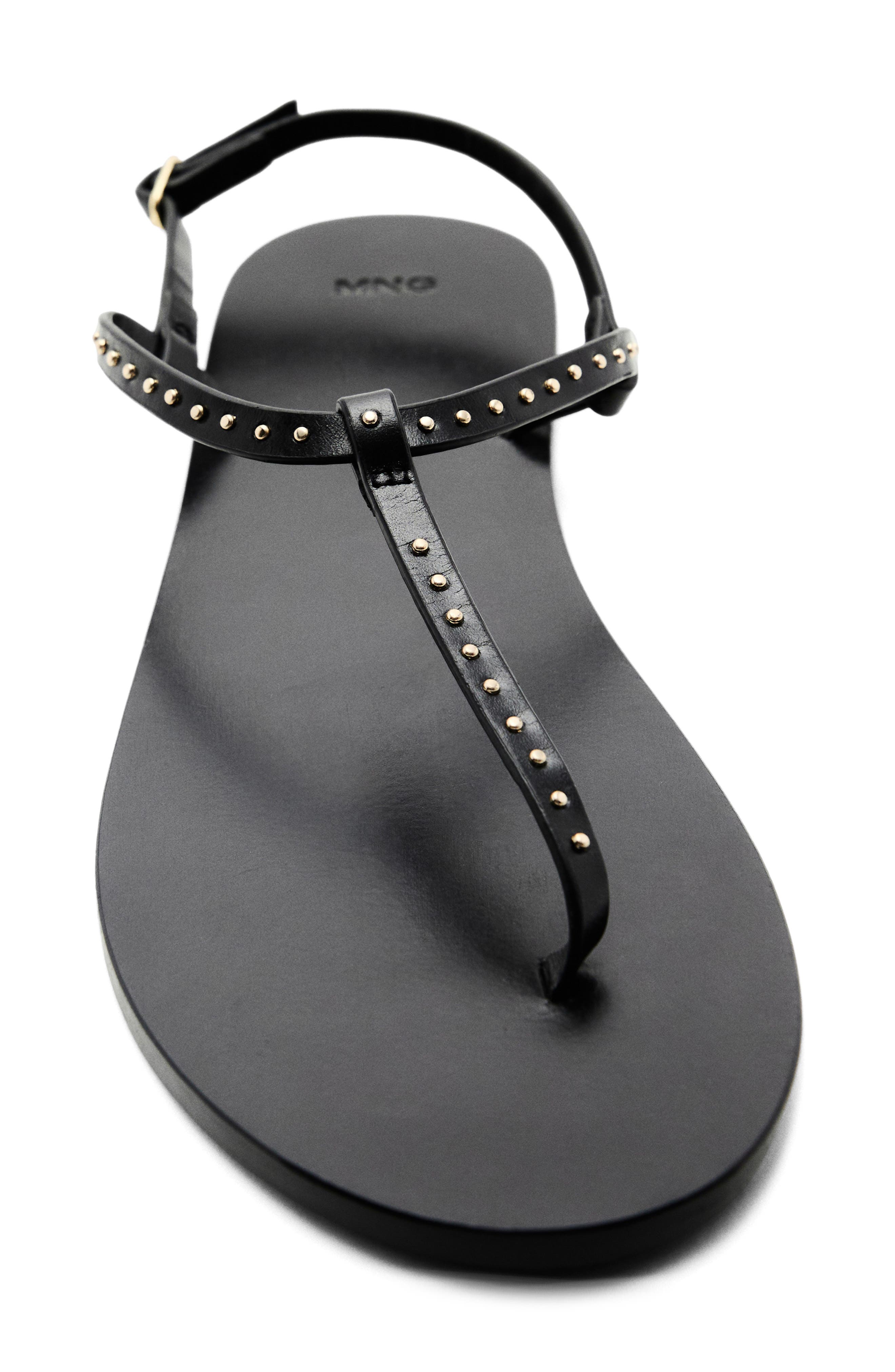 MANGO Mini Stud Slingback Sandal, Alternate, color, Black