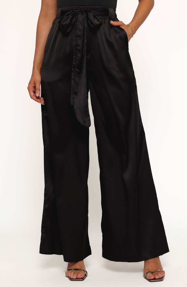Petal & Pup Alie Satin Wide Leg Pants, Alternate, color, Black