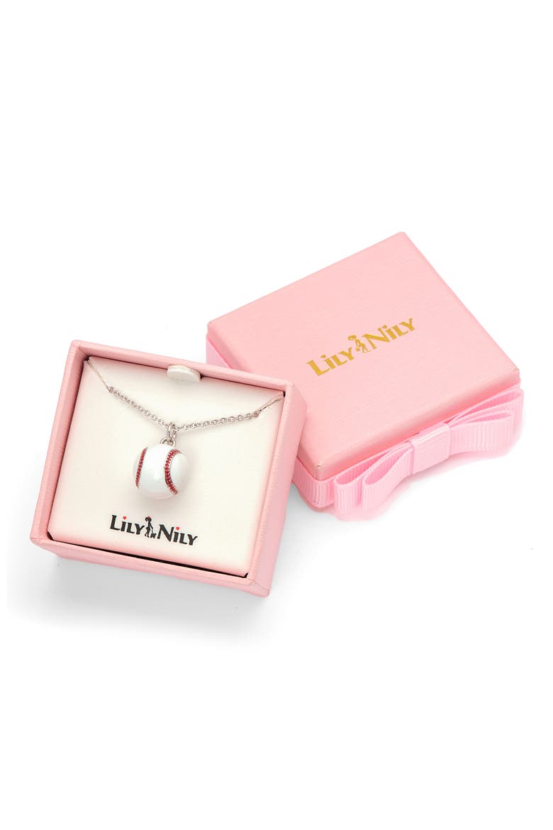 Kids' 3D Baseball Pendant Necklace, Alternate, color, WHITE