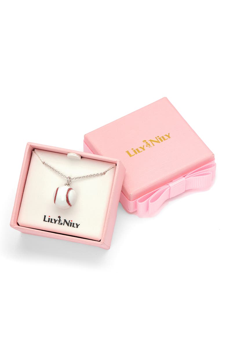 Lily Nily Kids' 3D Baseball Pendant Necklace, Alternate, color, White
