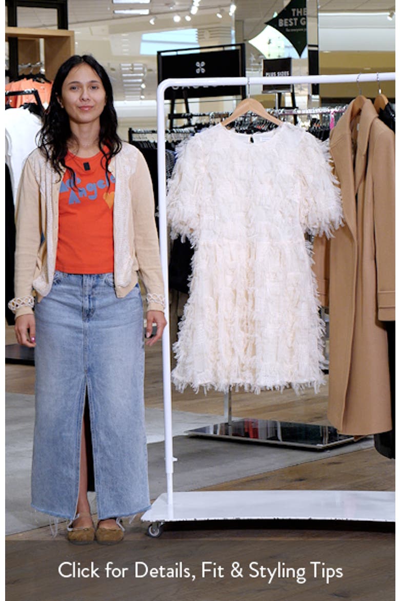 Feathered Mesh Puff Sleeve Minidress video