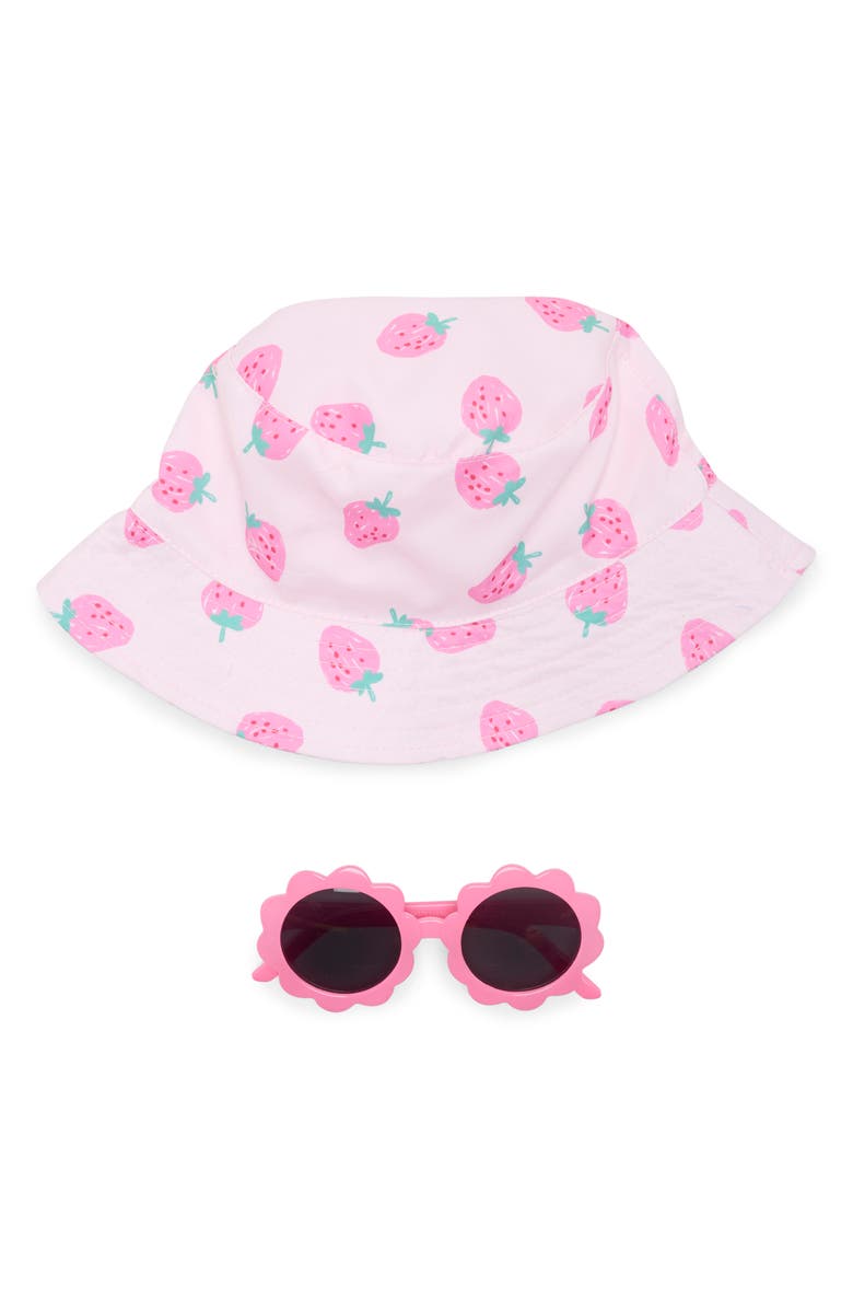 Little Me Strawberry Bucket Hat & Sunglasses Set, Main, color,