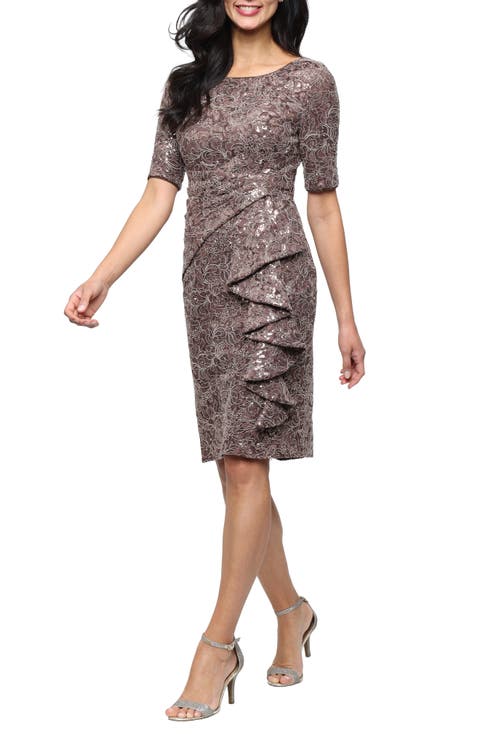 Sequin Lace Sheath Cocktail Dress