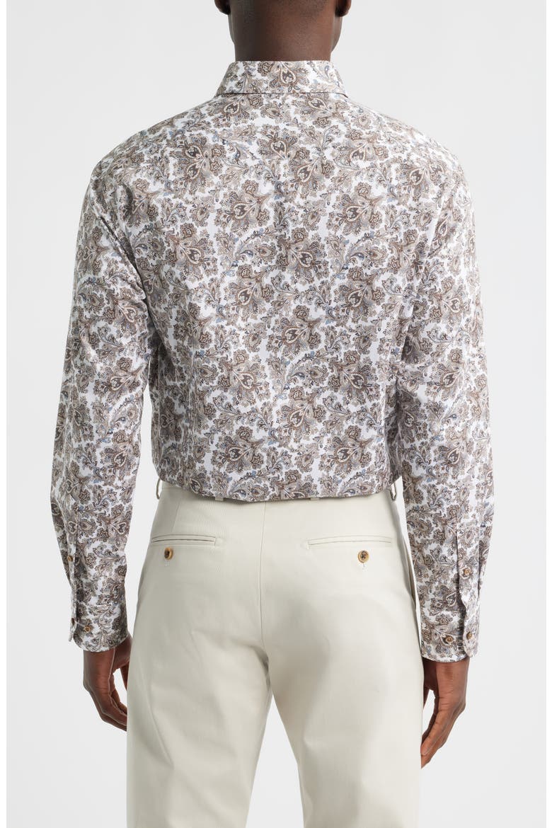 Modern Fit Paisley Non-Iron Cotton Dobby Dress Shirt, Alternate, color, LIGHT BROWN