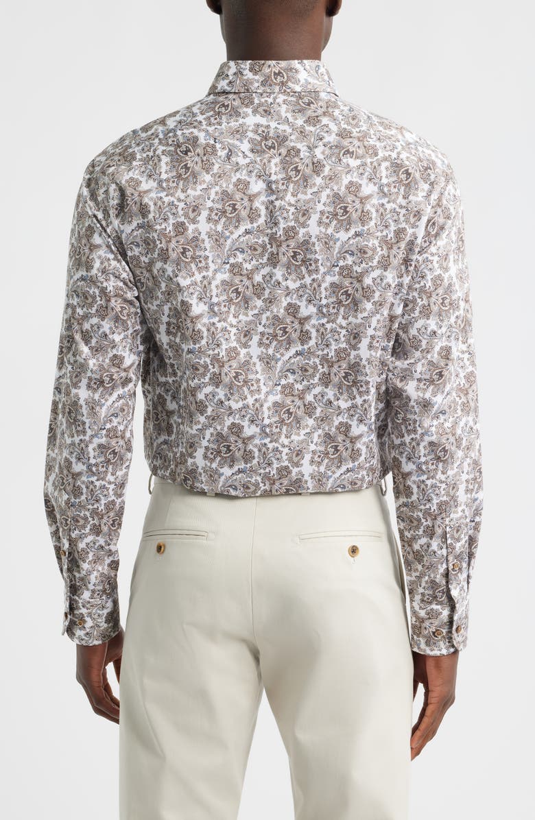 1863 by Eterna Modern Fit Paisley Non-Iron Cotton Dobby Dress Shirt, Alternate, color, Light Brown