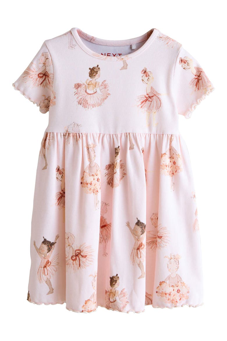 Kids' Ballerina Print Rib Dress, Main, color, PINK