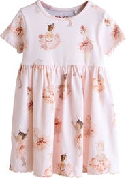 NEXT Kids' Ballerina Print Rib Dress