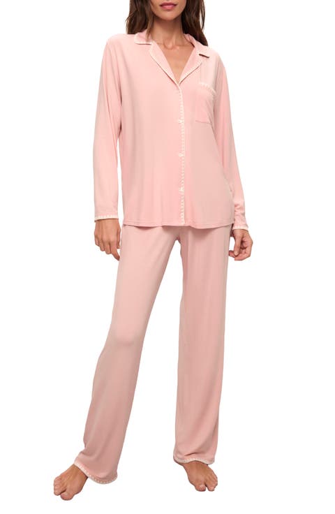 Frida Contrast Embroidery Knit Pajamas