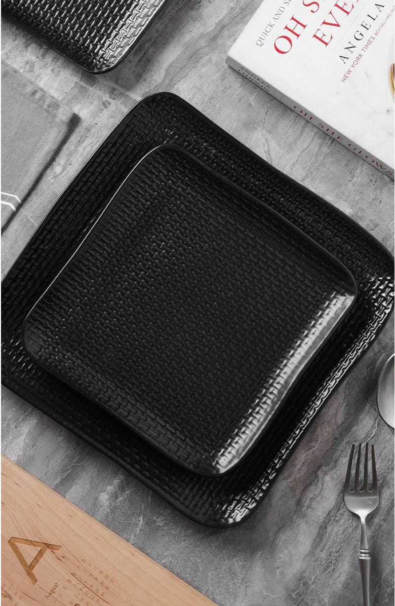 Stone Lain Olivia Stoneware 4-Piece Salad Plate Set, Alternate, color, Black