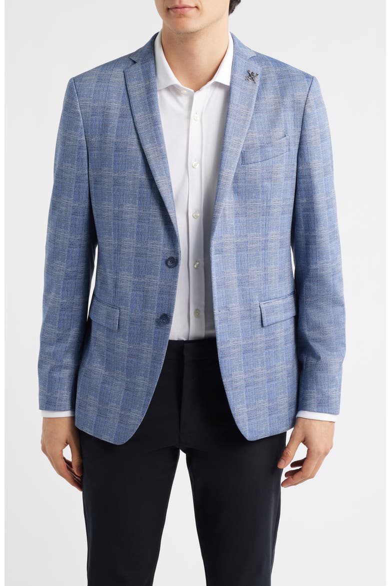 Varick Slim Fit Blue Glen Check Knit Sport Coat, Main, color, LIGHT BLUE