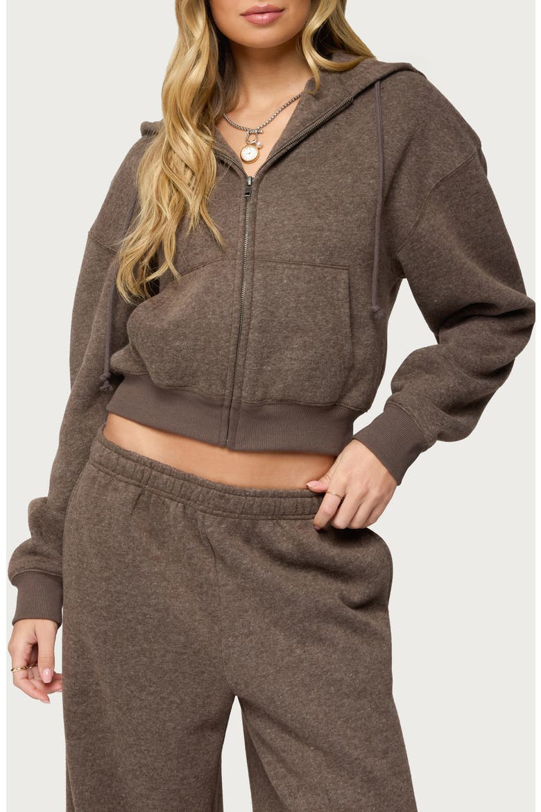 Laulie Crop Zip Hoodie, Main, color, BROWN
