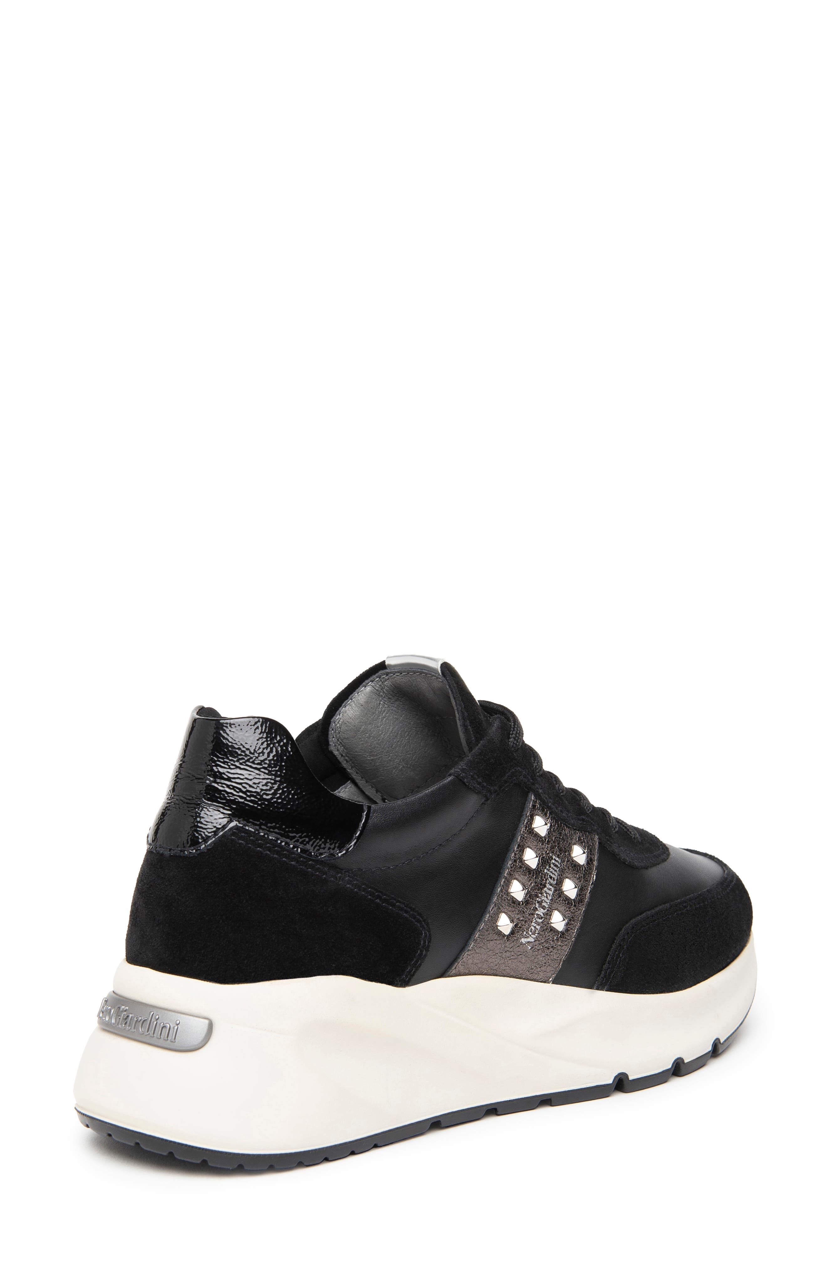 NeroGiardini Studded Platform Sneaker, Alternate, color, Black