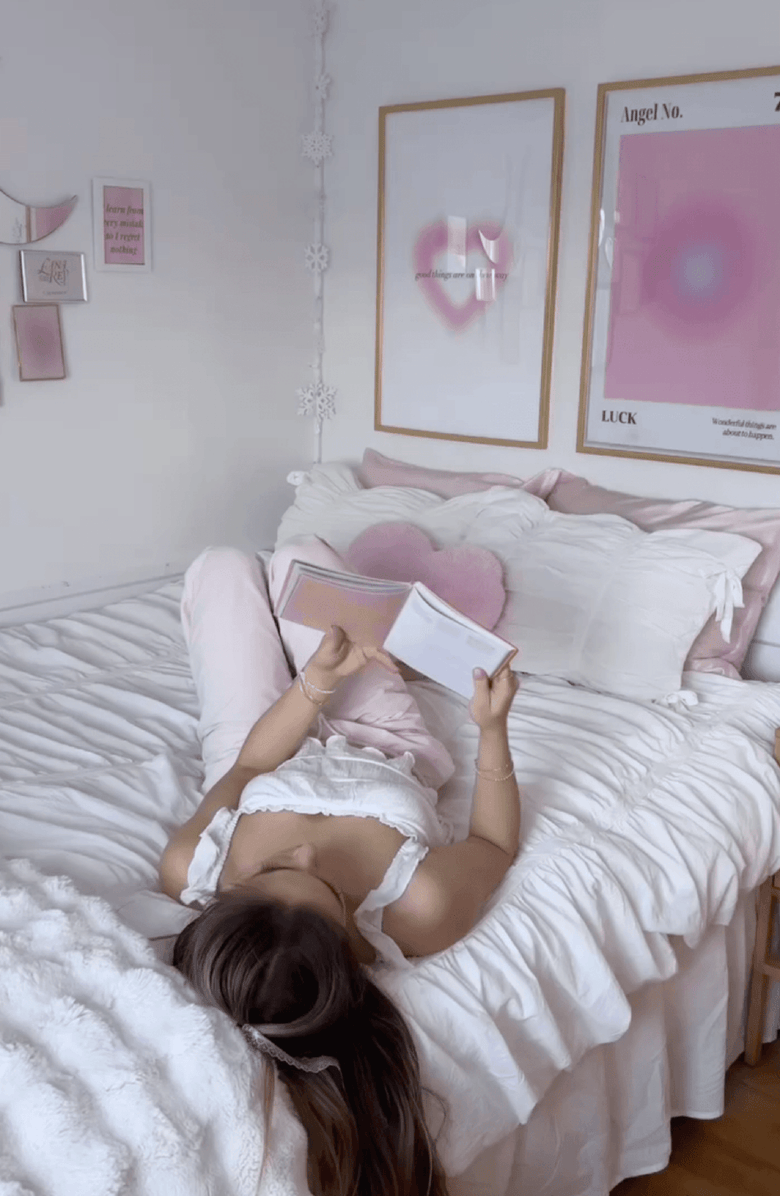 Ever Lasting Ruffle Ribbon Ties Duvet Cover, Alternate, color, White