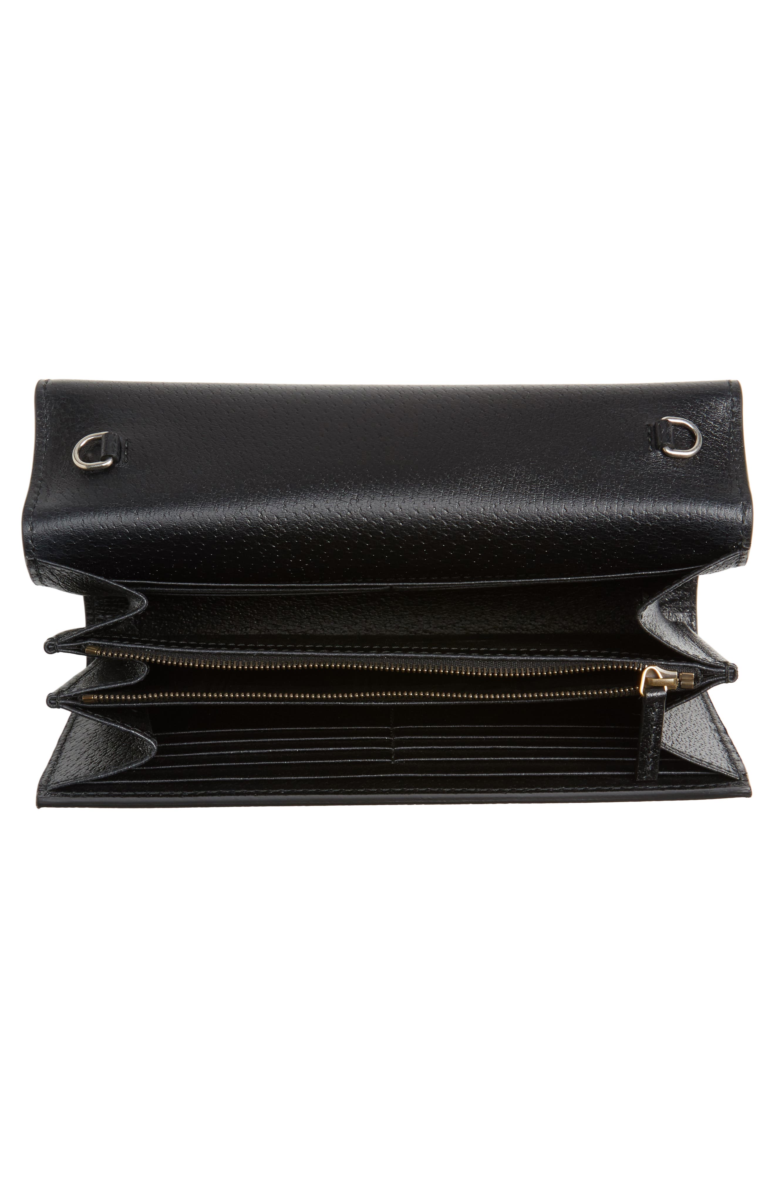 Web Stripe Leather Wallet on a Chain, Alternate, color, BLACK/ VERT RED VERT